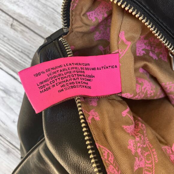 VTG Y2K Juicy Couture Purse Black Leather Studded Satchel Bikercore Grunge Goth - Picture 11 of 16